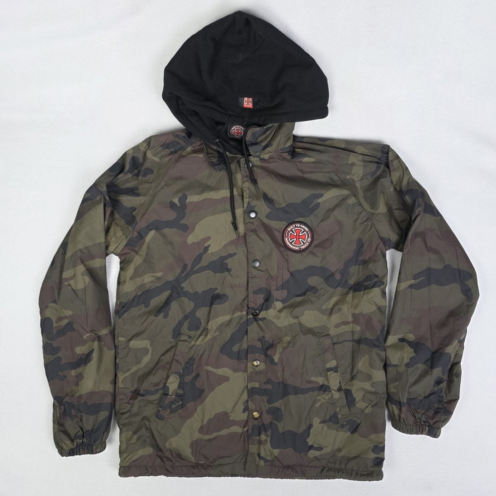 Independent Truck Co Windbreaker Jacket Mens Medium Camo Hooded Skater Grunge